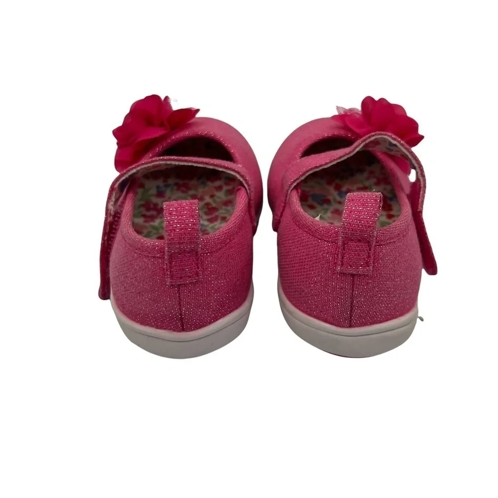 Koala Kids Pink Sparkle Floral Mary Jane Shoes Size 3 Toddler Girl's